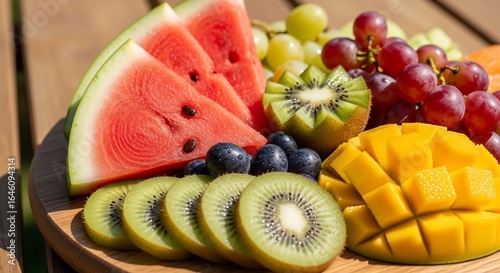 Sun-Kissed Summer Fruit Platter with Artfully Cut Kiwi and Mango