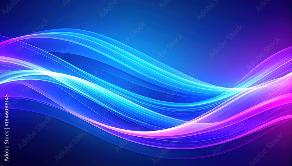 Obraz premium Abstract light bending wave lines in vibrant blue and purple colors creating a dynamic background with glowing effect