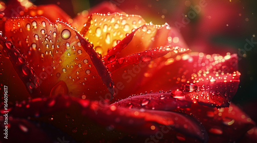 Dew drops on a vibrant rose pastel