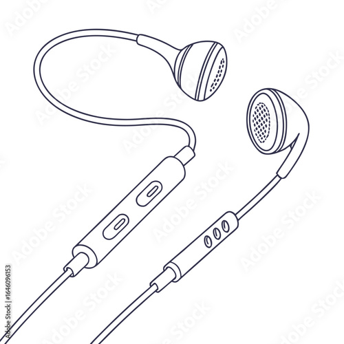 Essential barber and salon equipment like clippers and combs are shown next to stereo headphones and medical syringes, all isolated on a white background