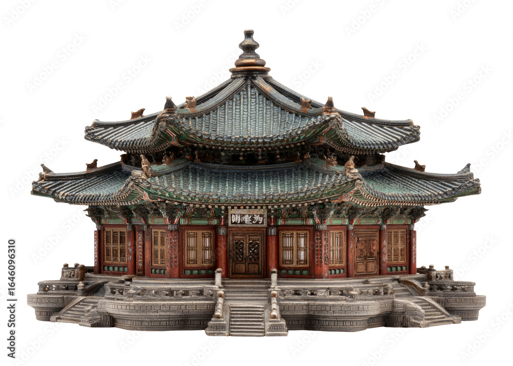 Fototapeta premium Miniature Model of Traditional Korean Palace Isolated on White Background