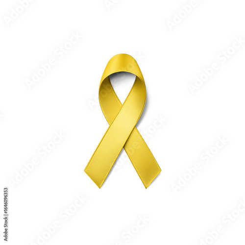 Yellow Ribbon for Suicide Prevention or Traffic Awareness Isolated