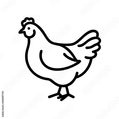 Hen in continuous line art drawing style. Chicken minimalist black linear design isolated on white background. Vector illustration
