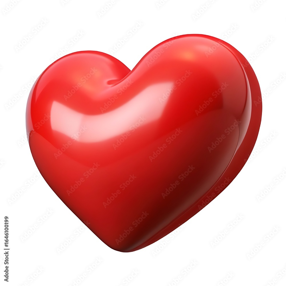 A vibrant glossy red heart shape isolated on a clean white background symbolizing love and passion A vibrant glossy red heart shape isolated on a clean white background symbolizing love and passion
