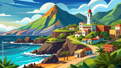 North coast with Roque de las Animas, Island Tenerife, Canary Islands, Spain, Europe.