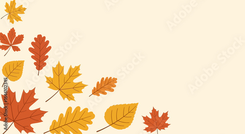 Delicate Fall Foliage Illustration with Maple and Oak Leaves Decoration