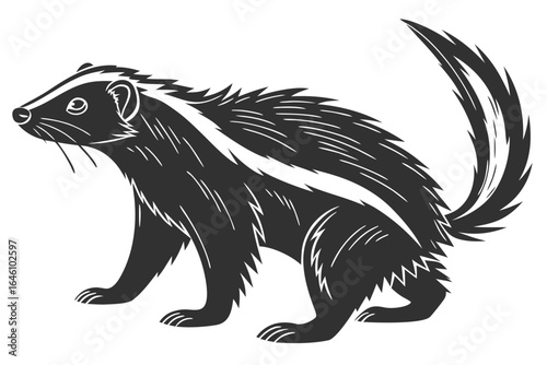 Stylized Black and White Skunk Illustration.