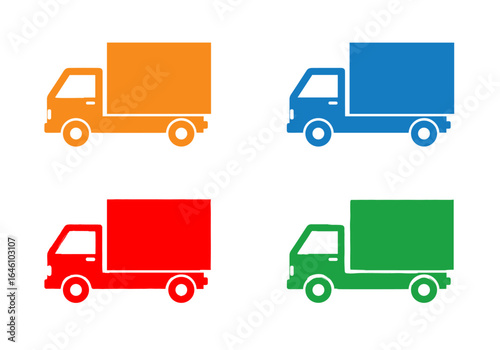 Colorful Delivery Trucks in Various Styles Representing Transportation and Logistics in a Fun Way
