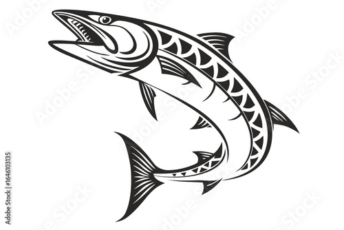 Tribal Barracuda Fish Tattoo Design.