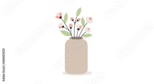 Elegant Floral Arrangement In Neutral Vase Minimalist Interior Decoration Style