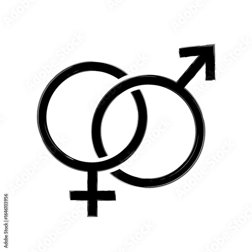Interconnected Symbols Representing Gender Identity with Distinctive Male and Female Features Illustrated Clearly