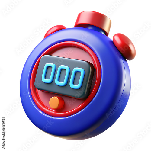 3D Stopwatch Icon for Sports, Time Management, and Countdown Concept Design