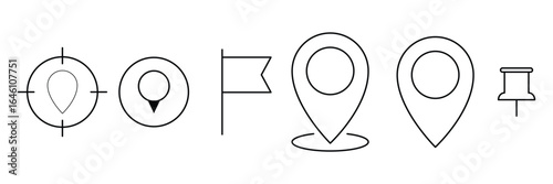 se of location, push pin, and map marker icon vector illustration symbol. 