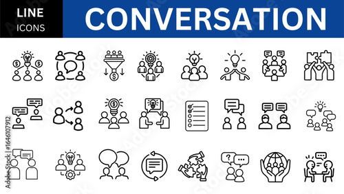 Conversation editable line icon set.