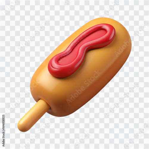 3D Corn Dog with Ketchup | Fast Food Icon, Snack Food & Culinary Trea