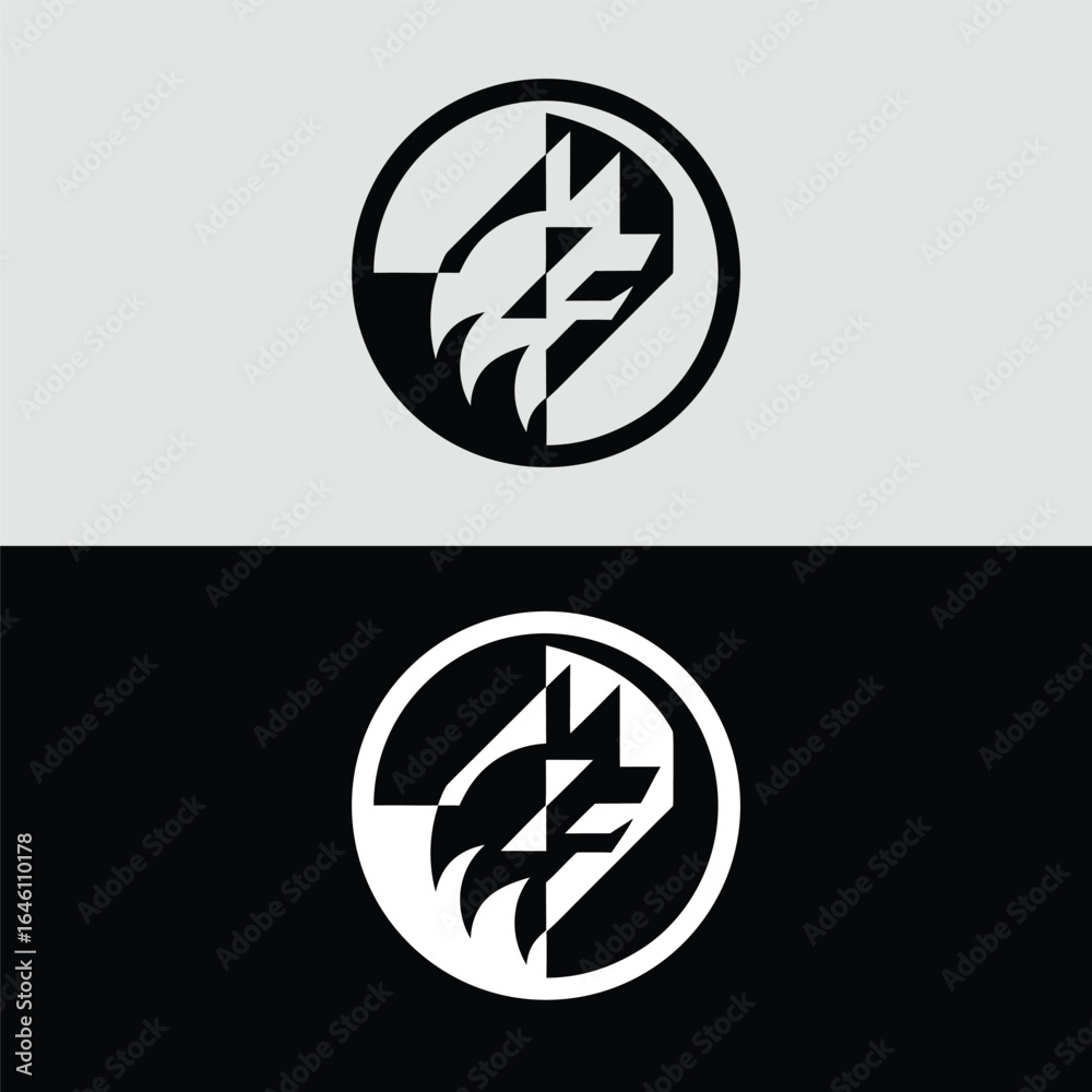 A striking and minimalist logo design featuring a wolf head inside a circle, conveying strength and protection, isolated on white background perfect for security or outdoor brands A striking and minimalist logo design featuring a wolf head inside a circle, conveying strength and protection, isolated on white background perfect for security or outdoor brands