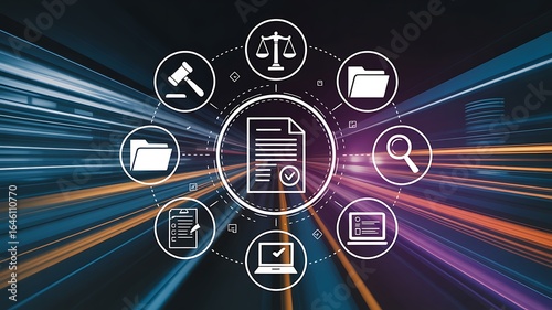 Digital document management and legal process icons