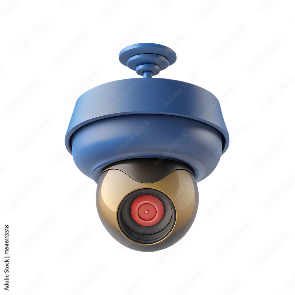 Fototapeta premium Modern Security Camera Rendered Against Black Background