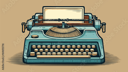 A detailed drawing of a vintage typewriter, showcasing its classic design and intricate keys..eps