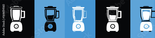 Modern kitchen blender appliance in black and white and blue color palette creating a unique kitchen product design for healthy living and kitchen efficiency for modern lifestyle
