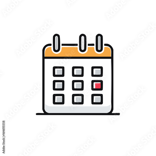 A calendar icon with a highlighted date. The date is marked in red