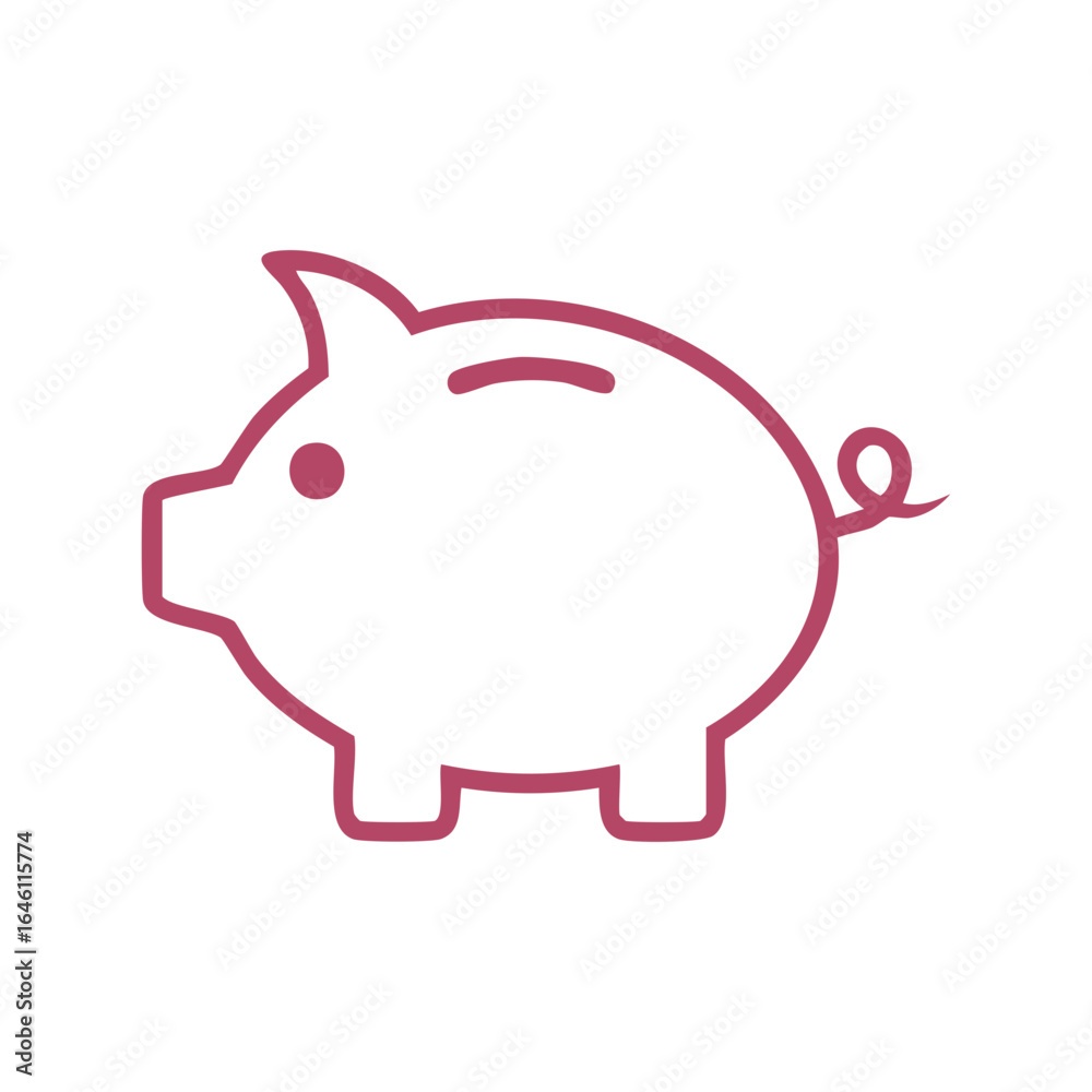 Fototapeta premium A charming outline of a piggy bank, perfect for financial themes. This image presents a clean and modern design. The piggy bank's outline suggests ideas of saving and wealth