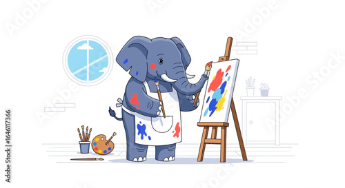Elephant Artist Creates Colorful Abstract Masterpiece In Studio Environment