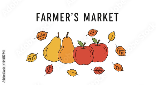 Fresh Harvest Illustration Featuring Pears and Apples for Farmer's Market Promotion