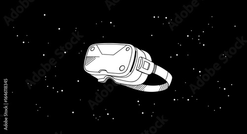 Floating VR Headset Line Doodle