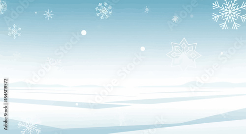 Gentle Snowfall Scene with Abstract Winter Landscape and Soft Blue Hues
