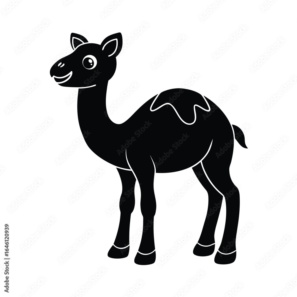Fototapeta premium Baby Camel with a Happy Face on White Background Vector illustration
