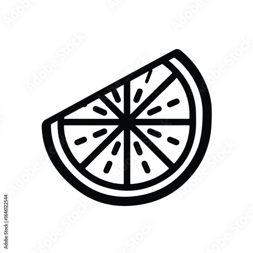 Simple Citrus Slice Vector Graphic for Healthy Eating and Freshness with Clean Lines and Bold Outline for Food Illustrations and Design Projects