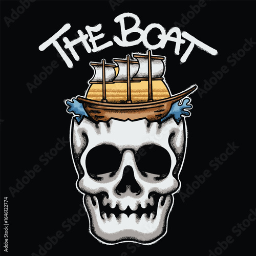 Skull With Ship Urban Streetwear Art