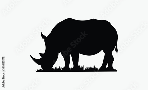 Rhino silhouette,  wild mammal icon, A rhino or rhinoceros safari animal silhouette