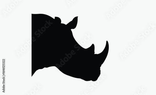 Rhino silhouette,  wild mammal icon, A rhino or rhinoceros safari animal silhouette