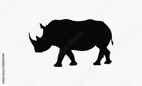 Rhino silhouette,  wild mammal icon, A rhino or rhinoceros safari animal silhouette