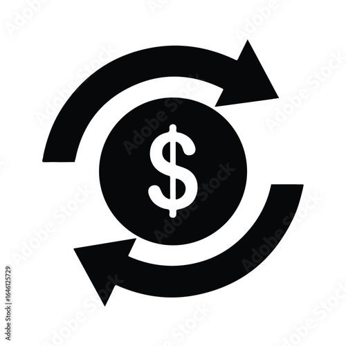 Minimalist money exchange icon isolated on white background