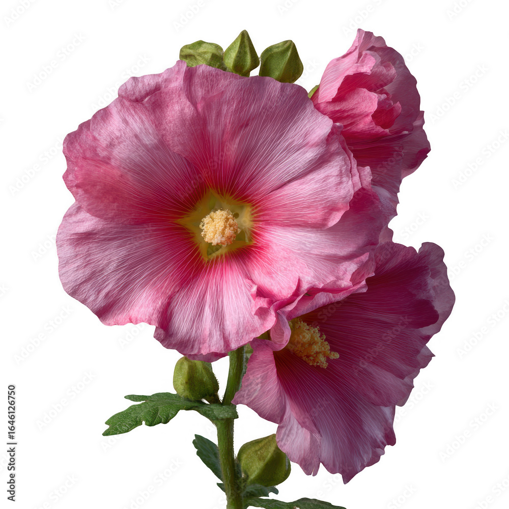 Naklejka premium Pink hollyhock isolated on transparent background