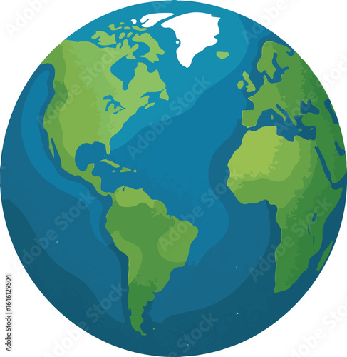 Illustrated Earth Globe with Continents