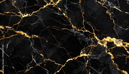 Black Marble Texture With Gold Veins Showing Elegant Vein Patterns