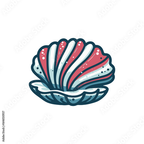 Colorful seashell illustration with vibrant stripes, suitable for marine-themed designs