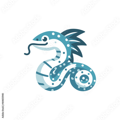 Colorful stylized serpent with a playful design, set against a plain white background, ideal for digital art