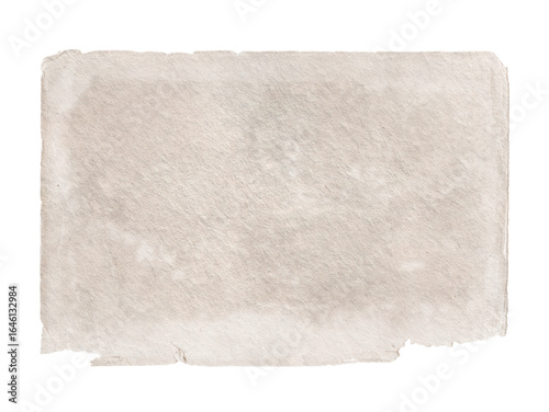 A rectangular watercolor wash in shades of beige and gray. The edges of the shape are irregular and textured, suggesting a torn or handmade paper.