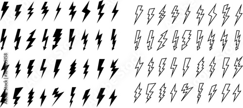 Electricity lighting icon. nergy, electricity, power icon,ower - lightning. Icon for design.No Parking Sign,lightning bolt icon set in editable stroke and filled. electric power symbol.