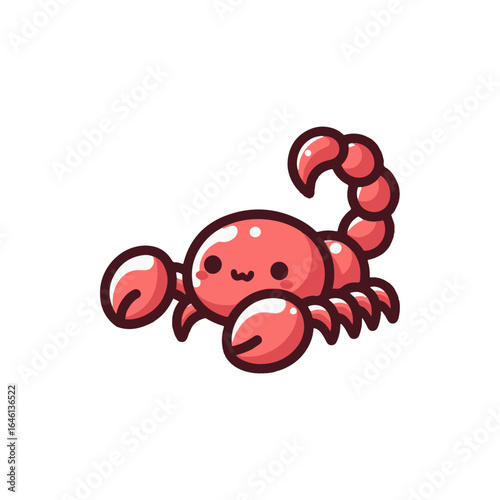 Cute cartoon scorpion character with a smiling face, set against a simple white background
