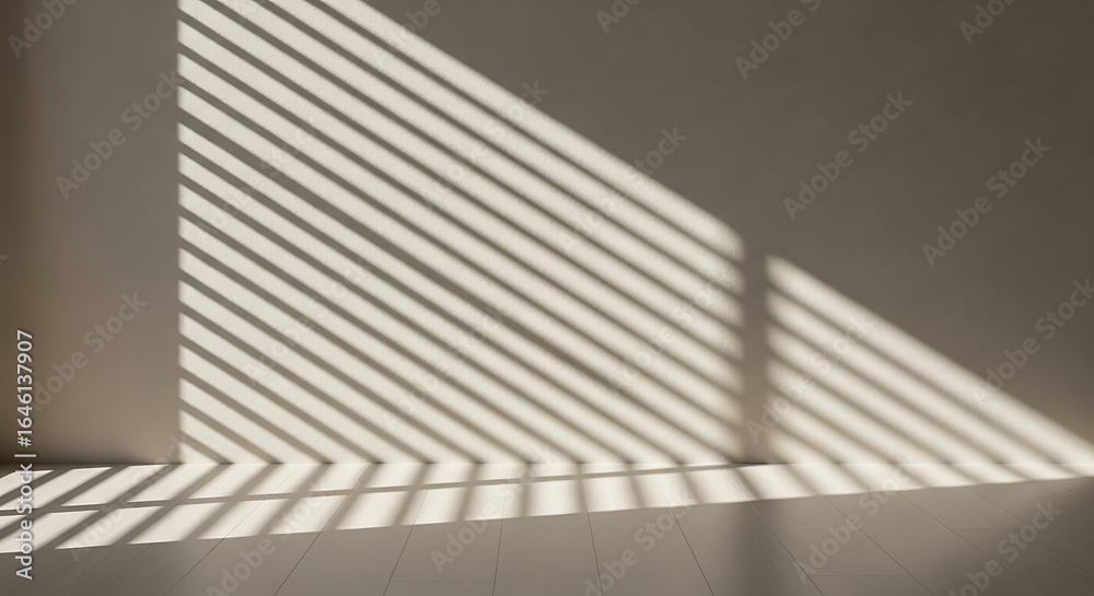 Obraz premium Sunlight Stripes Shadow Pattern on Wall and Floor image