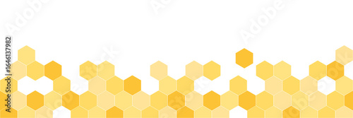 Seamless border pattern with honeycomb. Cute beekeeping frame design isolated on white background. Vector illustration