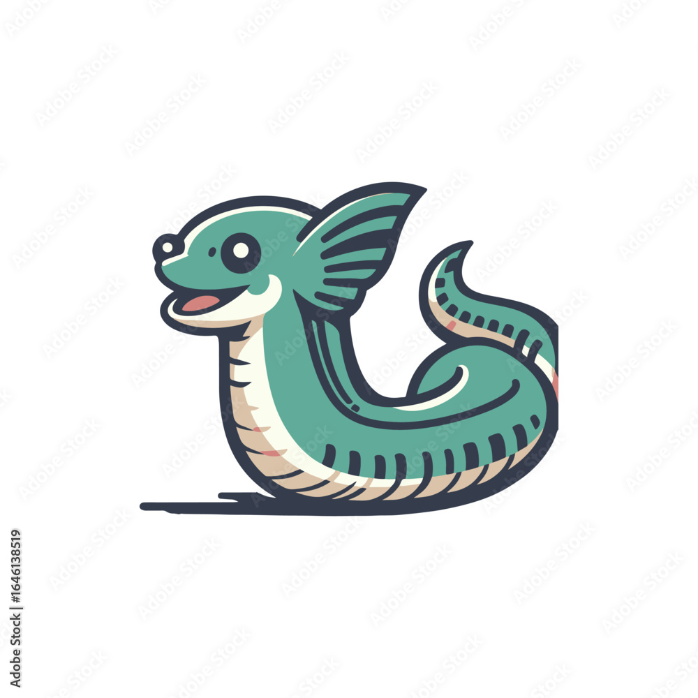 Fototapeta premium Playful cartoon sea creature swimming joyfully in a vibrant underwater scene with coral