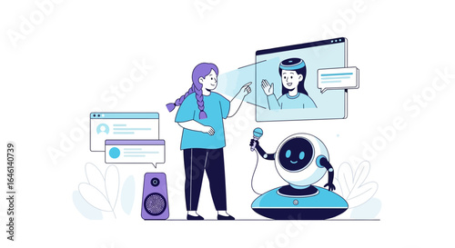 Illustration of virtual communication with a robot assistant and a human worker