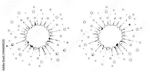 Bursting starbursts with scattered squares explosion splash